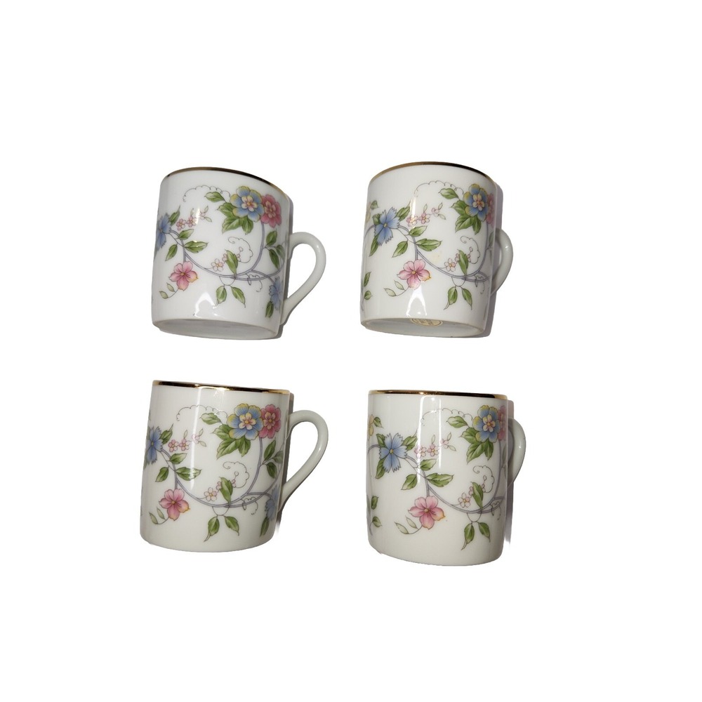 Set of 4 Corona Fine China Japan Andrea by Sadek Gold Edge Series Cup Coffee Tea